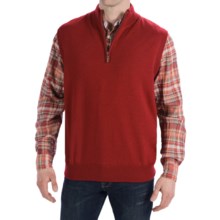 Peter Millar Merino Wool Vest - Zip Neck, Lined (For Men) in Cherry - Closeouts
