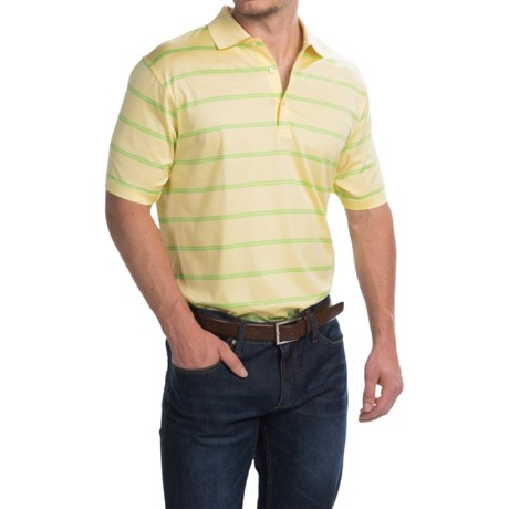 Peter Millar Rayburn Stripe Cotton Lisle Polo Shirt Short Sleeve (For Men)
