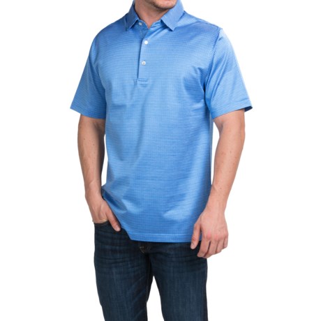 Peter Millar Wink Jacquard Cotton Lisle Polo Shirt Liberty Blue, Short Sleeve (For Men)