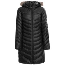 Phenix Fluffy Long Down Coat - 800 Fill Power, Removable Fur Trim (For Women) in Black - Closeouts