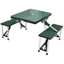 Picnic Time Portable Folding Table with Seats in Green - Closeouts