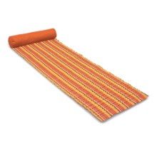 Picnic Time Soleil Beach Mat with Inflatable Pillow in Orange Stripe - Closeouts