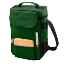 Picnic Time Two Wine Bottle Tote - Insulated in Hunter Green - Closeouts