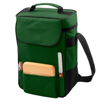 Picnic Time Two Wine Bottle Tote - Insulated in Hunter Green