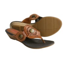 Pikolinos Formentera Sandals - Low Wedge Thongs (For Women) in Brandy - Closeouts