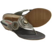Pikolinos Formentera Sandals - Low Wedge Thongs (For Women) in Olive - Closeouts