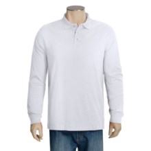 Pima Cotton Polo Shirt - Long Sleeve (For Big and Tall Men) in White - 2nds