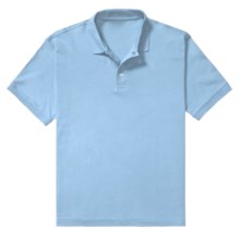 Pima Cotton Polo Shirt - Short Sleeve (For Big and Tall Men) in Light Blue - 2nds