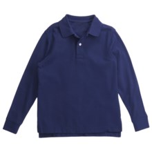 Pique Cotton Polo Shirt - Long Sleeve (For Boys) in Dark Blue - 2nds