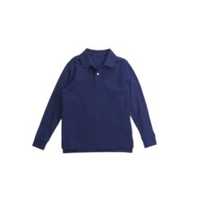 Pique Cotton Polo Shirt - Long Sleeve (For Little Boys) in Dark Blue - 2nds