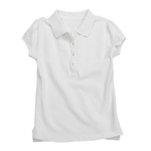 Pique Cotton Polo Shirt - Short Sleeve (For Girls) in White - 2nds