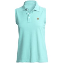 Pique Cotton Polo Shirt - Sleeveless (For Plus Size Women) in Aqua - 2nds