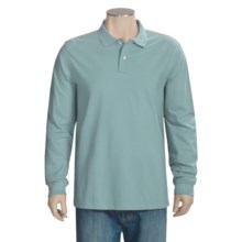 Pique Knit Cotton Polo Shirt - Long Sleeve (For Big and Tall Men) in Light Sage - 2nds
