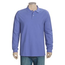 Pique Knit Cotton Polo Shirt - Long Sleeve (For Big and Tall Men) in Periwinkle - 2nds