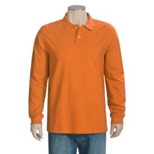Pique Knit Cotton Polo Shirt - Long Sleeve (For Men) in Orange - 2nds