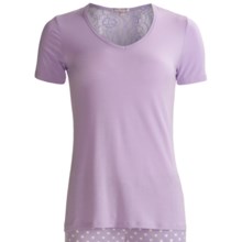 PJ Salvage Lace Lounge Shirt - Stretch Modal, V-Neck, Short Sleeve (For Women) in Purple - Closeouts
