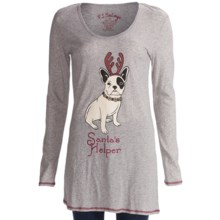 PJ Salvage Nightshirt - Cotton-Modal, Long Sleeve (For Women) in Heather Grey - Closeouts