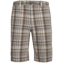 Plaid Cotton Shorts (For Men) in Brown/Grey - Closeouts