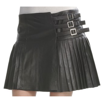 Pleated Lambskin Skirt (For Women) in Black