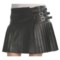 Black Pleated Lambskin Skirt (For Women)