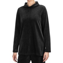 Plush Velour Turtleneck - Long Sleeve (For Women) in Black - 2nds