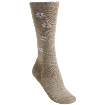 Point6 Fleur D’vine Socks - Merino Wool, Over-the-Calf (For Women) in Taupe