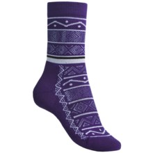 Point6 Nordic Stripe Light Socks - Merino Wool, 3/4-Crew (For Women) in Purple - 2nds