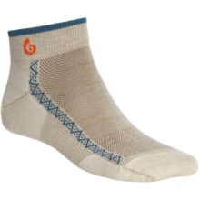 Point6 Running Ultralight Socks - Merino Wool, Ankle (For Men and Women) in Natural/Teal - 2nds