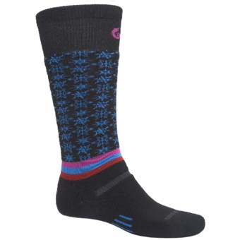 Point6 Ski Free Fall Socks - Wool Blend, Midweight, Over-the-Calf (For Men and Women) in Black/Blue