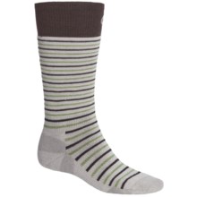 Point6 Stripe Medium-Weight Ski Socks - Merino Wool, Over-the-Calf (For Men and Women) in Silver - 2nds