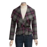 POP Fringed Plaid Jacket (For Women)