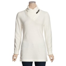 POP Split Turtleneck Sweater - Belted Split Neck (For Women) in Light Cream - Closeouts