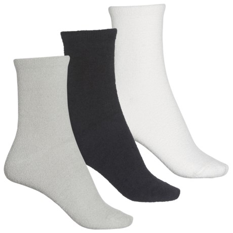 LEMON Powder Cozy Socks - 3-Pack, Quarter Crew (For Women) - MEDIUM GREY (O/S )