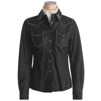 Powder River Outfitters Chama Shirt Jacket - Lambskin (For Women) in Black
