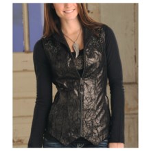 Powder River Outfitters Grenada Vest - Metallic Print Leather (For Women) in Black - Closeouts