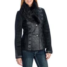 Powder River Outfitters Lyndee Coat - Distressed Faux Suede, Faux Fur (For Women) in Black - Closeouts