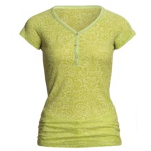 prAna Ally Henley Shirt - Burnout, Short Sleeve (For Women) in Citron - Closeouts