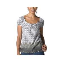 prAna Gigi Peasant Shirt - Cotton-Silk, Short Sleeve (For Women) in Grey - Closeouts