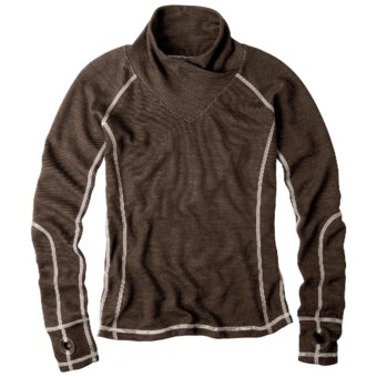 prAna Gillian Pullover Shirt - Merino Wool, Crossover Cowl Neck, Long Sleeve (For Women) in Espresso