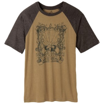prAna Heathered Raglan T-Shirt - Short Sleeve (For Men) in Dull Gold Namaste
