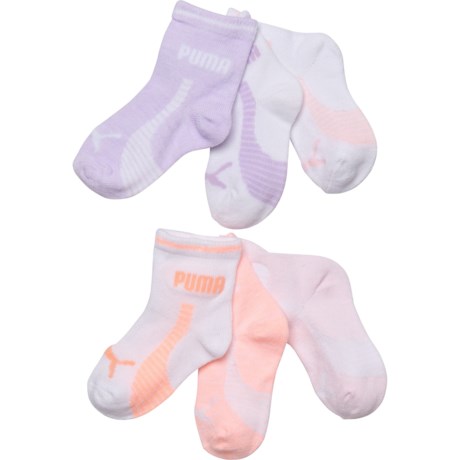 Puma Premium Half-Terry Cushion Sport Socks - 6-Pack, Below the Ankle (For Infant Girls) - PEACH (12/24M )