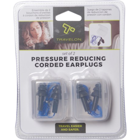 Travelon Pressure Reducing Corded Ear Plugs - 2-Pack - BLACK ( )