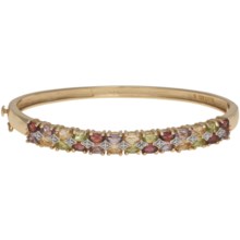 Prime Art 18K Gold Over Sterling Silver Bangle Bracelet in Peridot/Citrine/Garnet/African Amethyst - Closeouts
