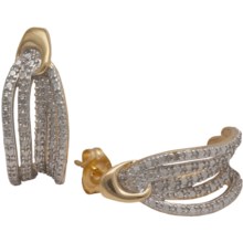 Prime Art 18K Gold-Plated Hoop Earrings in Diamond - Closeouts
