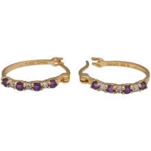 Prime Art African Amethyst Hoop Earrings - Two Tone in African Amethystdiamond - Closeouts