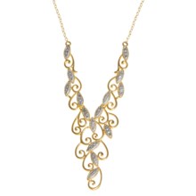Prime Art Filagree Necklace - 18K Gold-Plated Sterling Silver in Sterling Silver/Diamond - Closeouts