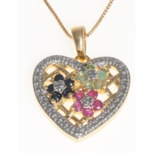 Prime Art Flower Heart Pendant Necklace - 18K Gold-Plated Sterling Silver in Multi - Closeouts