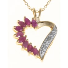 Prime Art Marquise Heart Pendant Necklace - 18K Gold-Plated Chain in Ruby - Closeouts