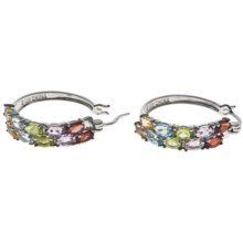 Prime Art Multi-Gemstone Hoop Earrings in Gar/Cit/Perd/Brzl Amest/Sky Bl Tz - Closeouts