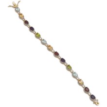 Prime Art Multicolored Oval Stone Bracelet - 7.25” in Garnt/Citrn/Brzlan Amthyst/Sky Ble Tz/Wht Tz - Closeouts